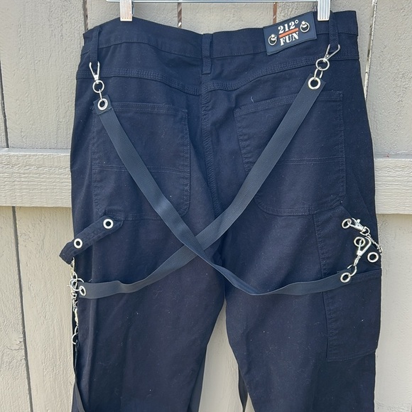 212 Degree Bondage Pants Punk Rock Cyber Punk Industrial Goth Cybergoth Chains - Picture 6 of 7